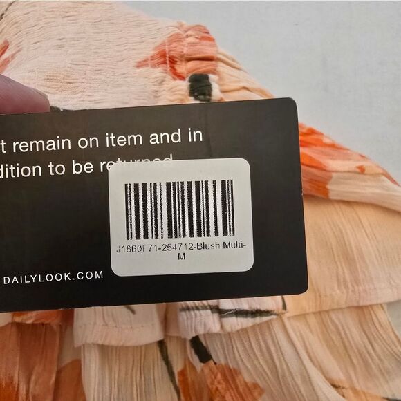 NWT Bila 77 Orange Floral Mini Skirt Smocked Waist Size Medium - Picture 6 of 10